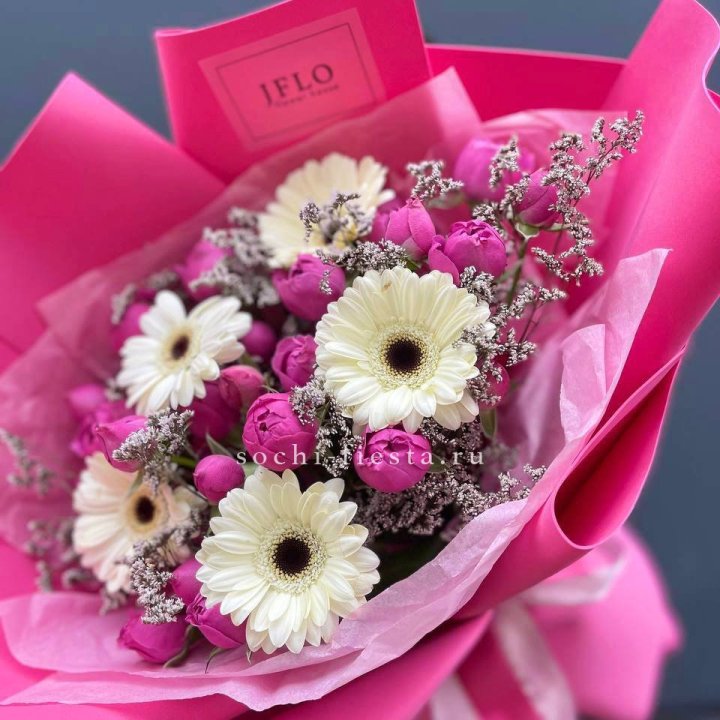 Букет гербер и мисти бабблс  в Грозные