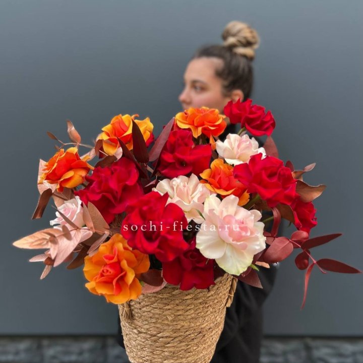 Авторский бокс "Роксана" в джутовом кашпо в Грозные