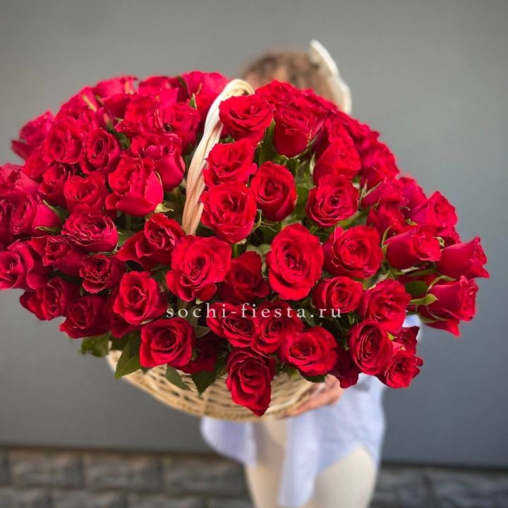 121 красная роза в корзине   в Грозные