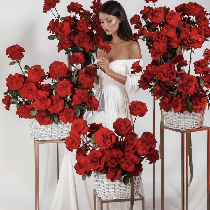 Сет из красных французских роз в Грозные
