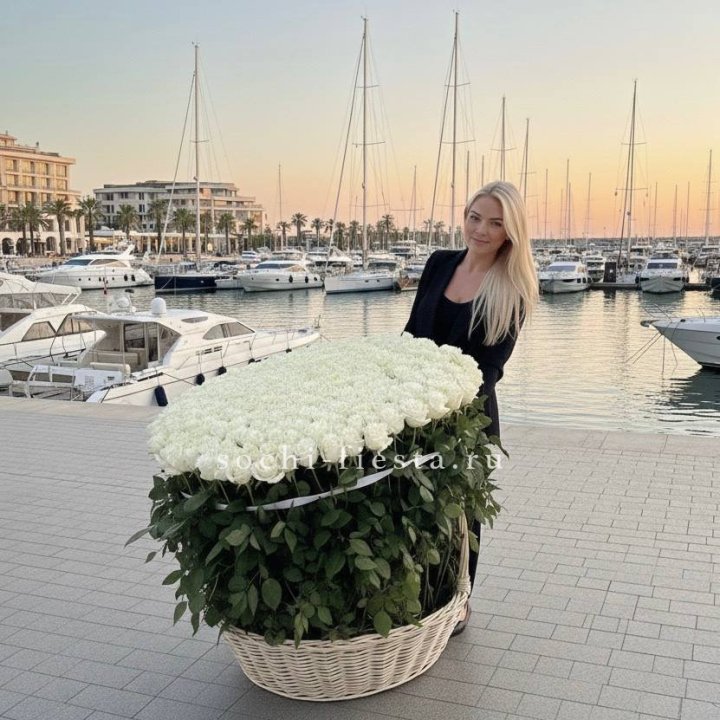 301 высокая роза в корзине в Грозные