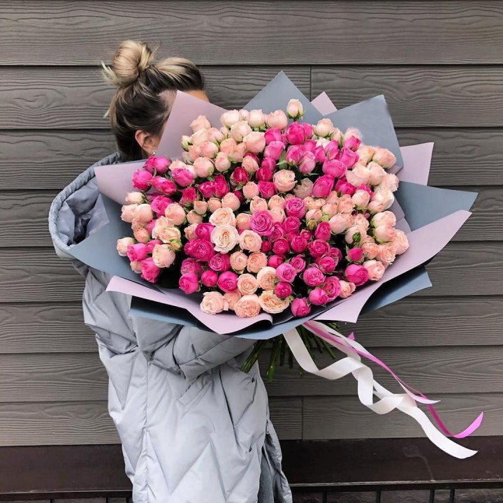 55 роз микс кустовых в Грозные