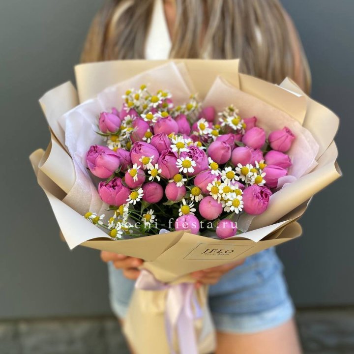 Дуобукет мисти с ромашками  в Грозные