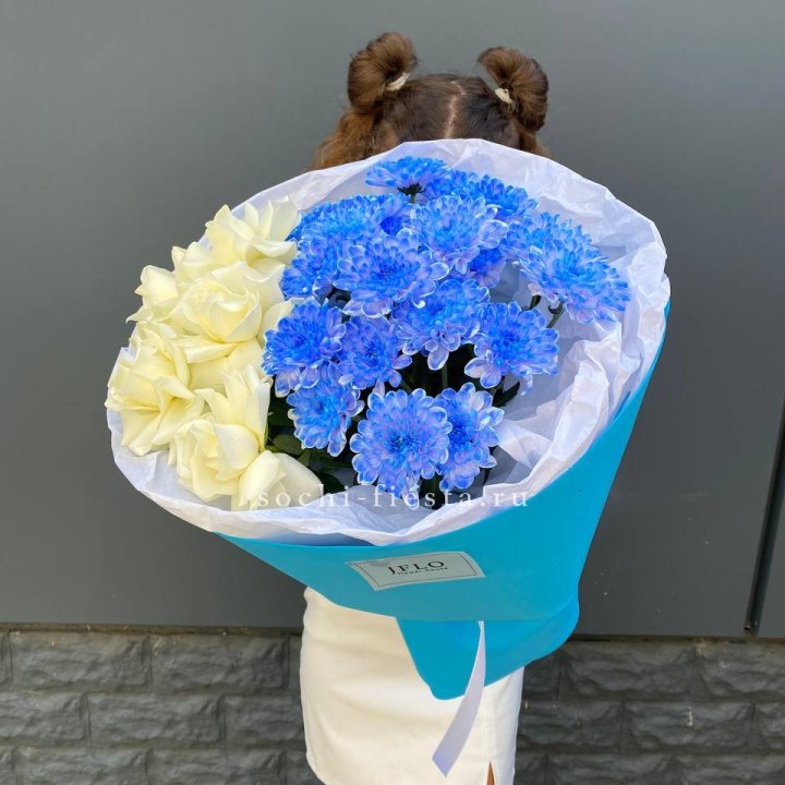 Дуо букет розы и хризантема в Грозные