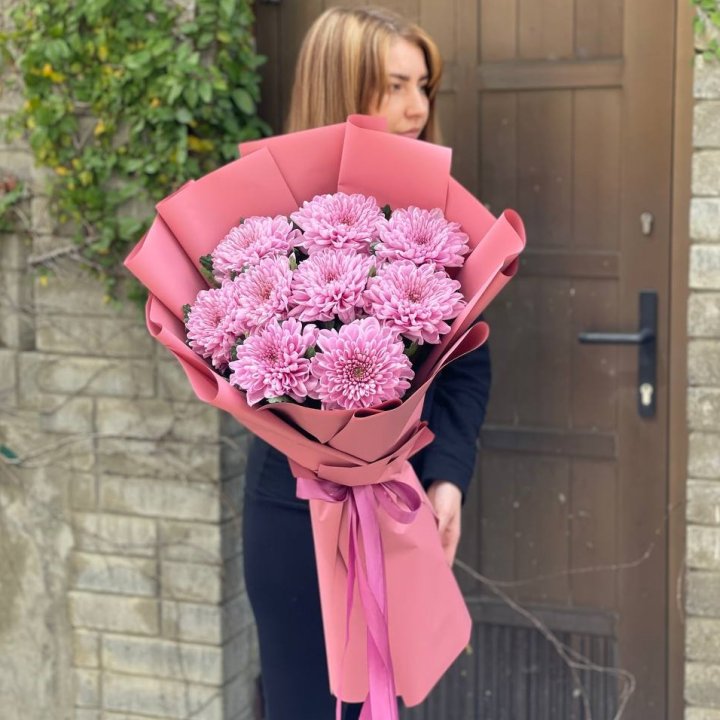 Букет хризантем розовый в Грозные