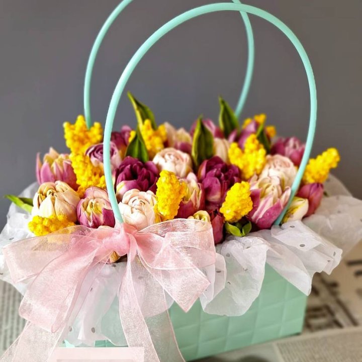Тюльпаны в сумочке из зефира в Грозные