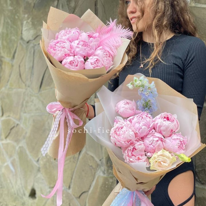 7 зефирных пионов  в Грозные