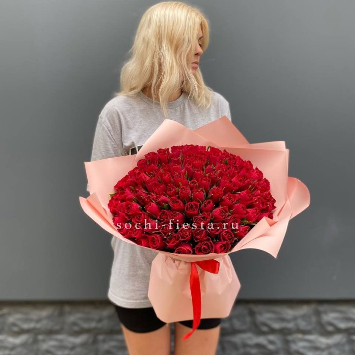 101  красная кенийская роза  в Грозные