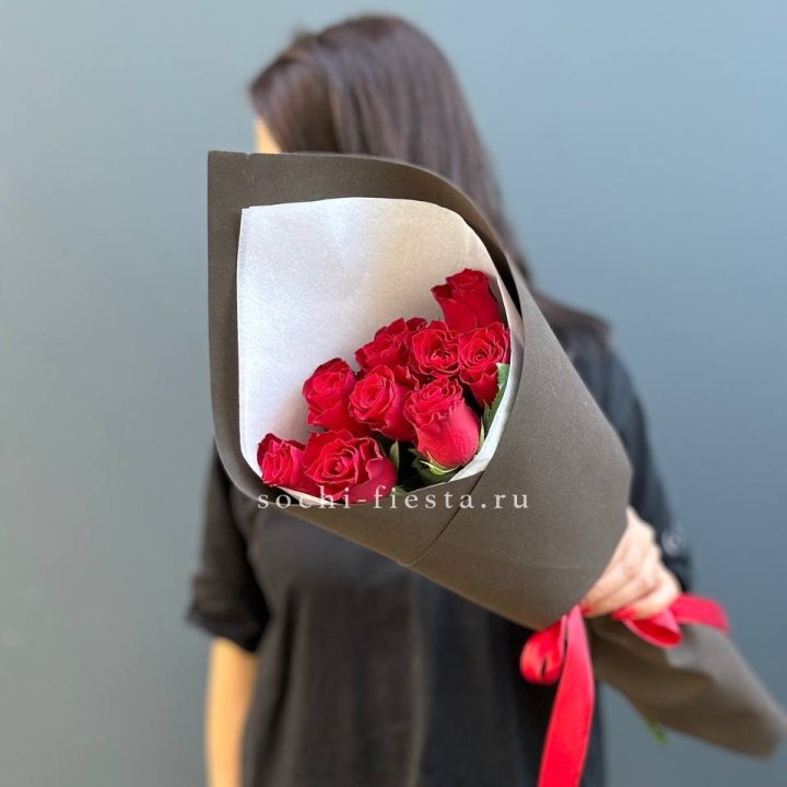 9 красных роз в фоамиране в Грозные