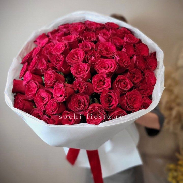 65 красных роз вайт в Грозные